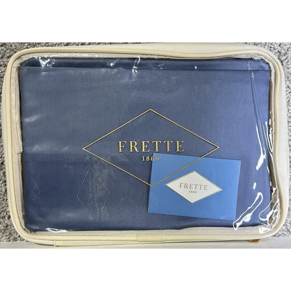 Frette Francine‎ Standard Sham GrisBlu Blue 20x28 Cotton Italy Luxury